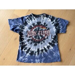 VINTAGE Dark Side Of The Moon Mens Pink Floyd Pulse Tie Dye All Over Print Y2K L